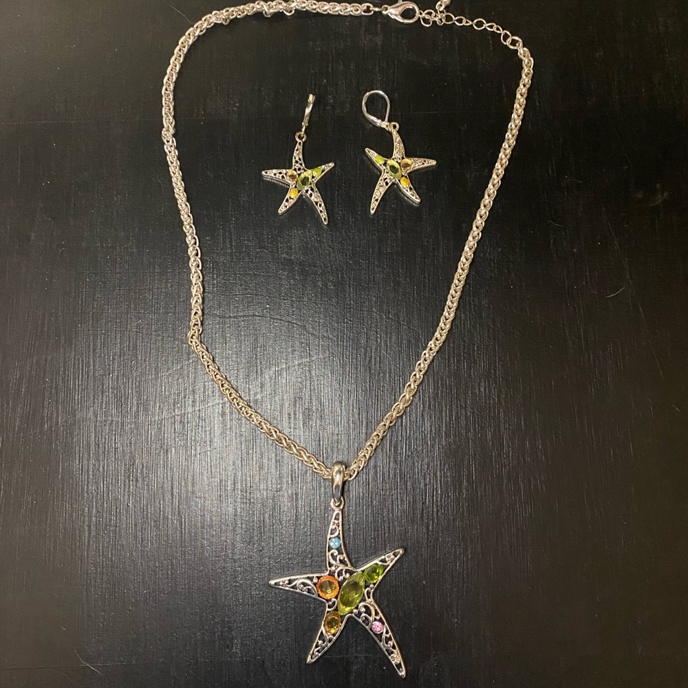 Silver Starfish necklace and matching earrings